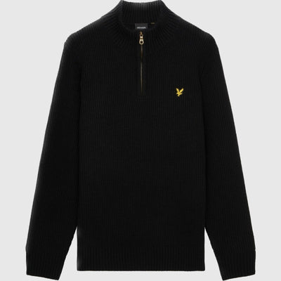 kn1712v z865 ribbed quarter zip jumper lyle & scott polo jet black crop6