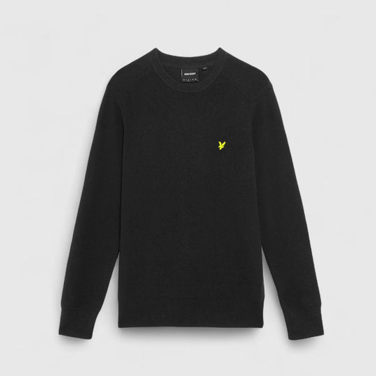 KN2303V-X002 Lyle & Scott Knitwear Engineered Rib Crew Neck Black Ice / Zwart