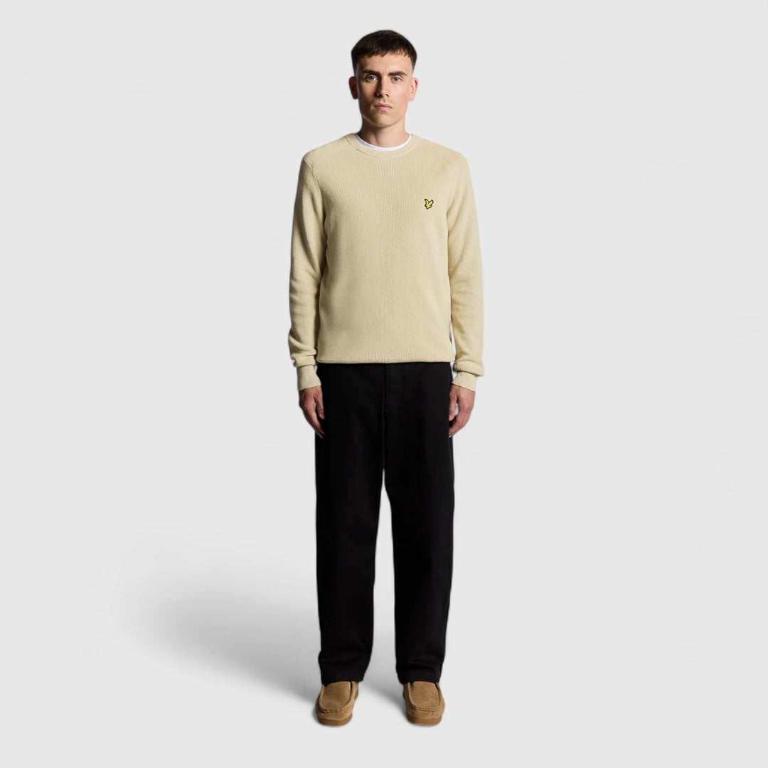 KN2303V-X865 Lyle & Scott Knitwear Engineered Rib Crew Neck Grey Taupe / Beige