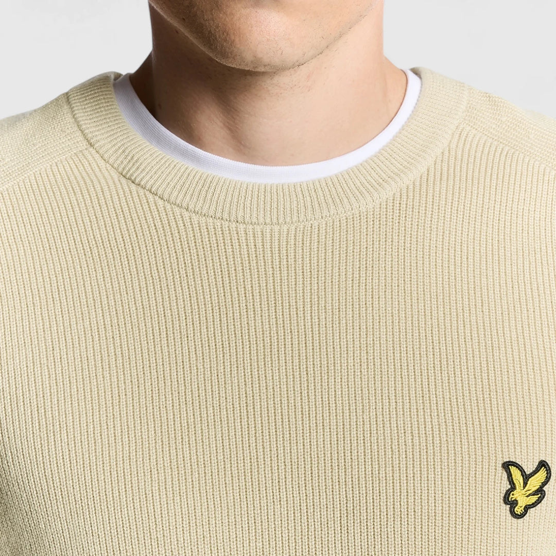 KN2303V-X865 Lyle & Scott Knitwear Engineered Rib Crew Neck Grey Taupe / Beige