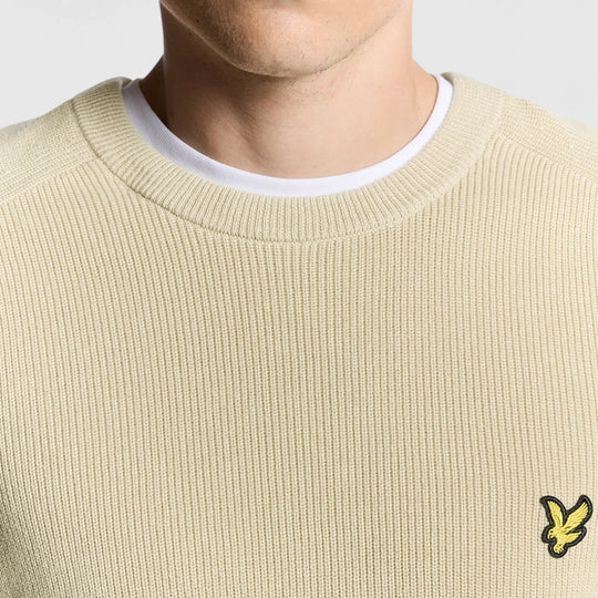 KN2303V-X865 Lyle & Scott Knitwear Engineered Rib Crew Neck Grey Taupe / Beige