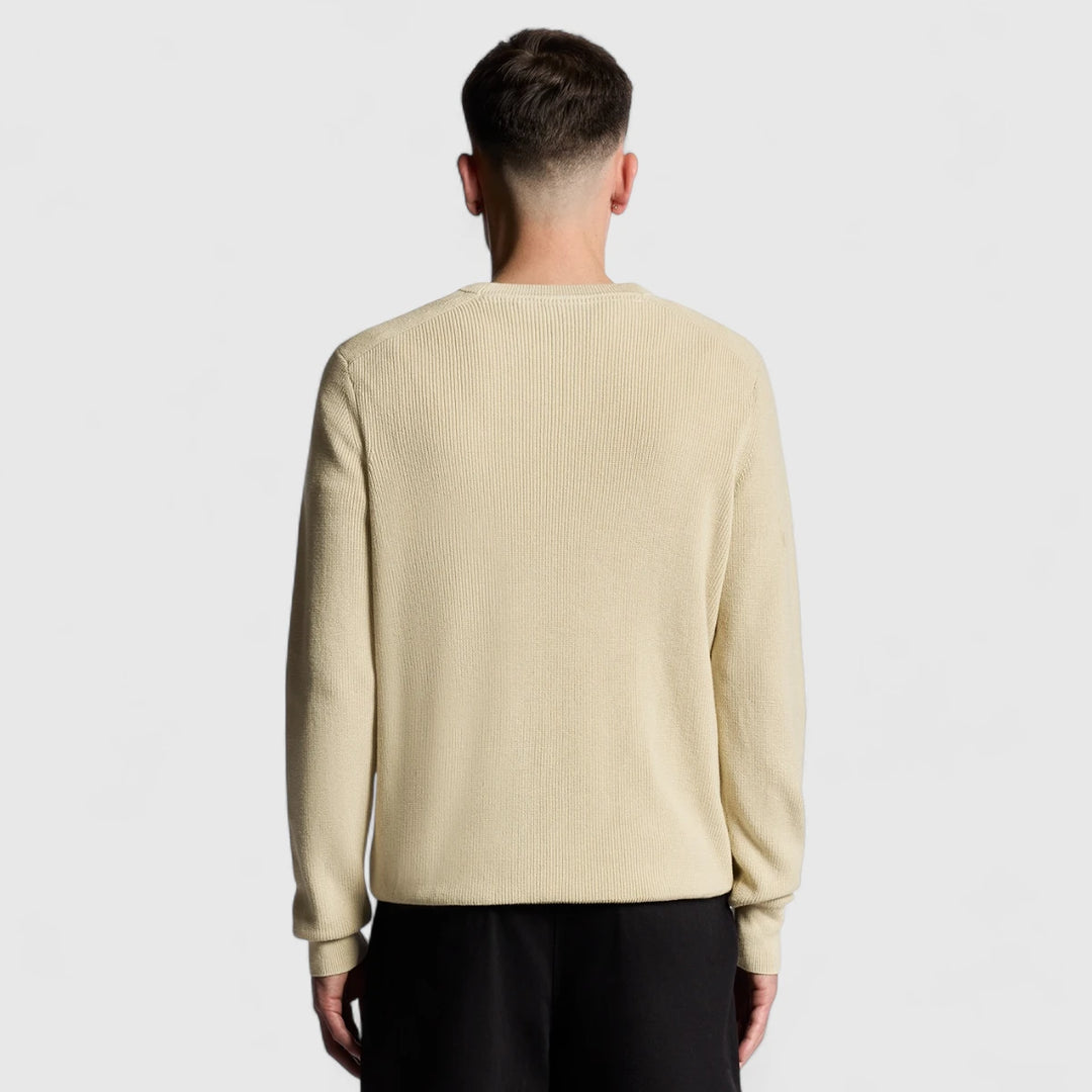 KN2303V-X865 Lyle & Scott Knitwear Engineered Rib Crew Neck Grey Taupe / Beige