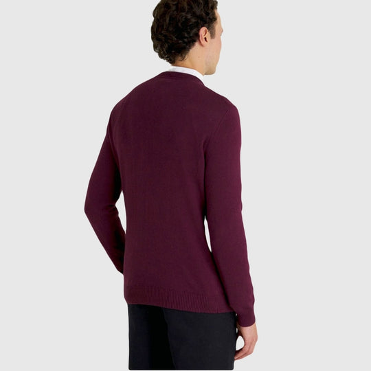 kn400vc z562 cotton merino crew jumper lyle & scott polo burgundy back