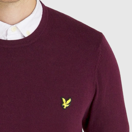 kn400vc z562 cotton merino crew jumper lyle & scott polo burgundy crop1