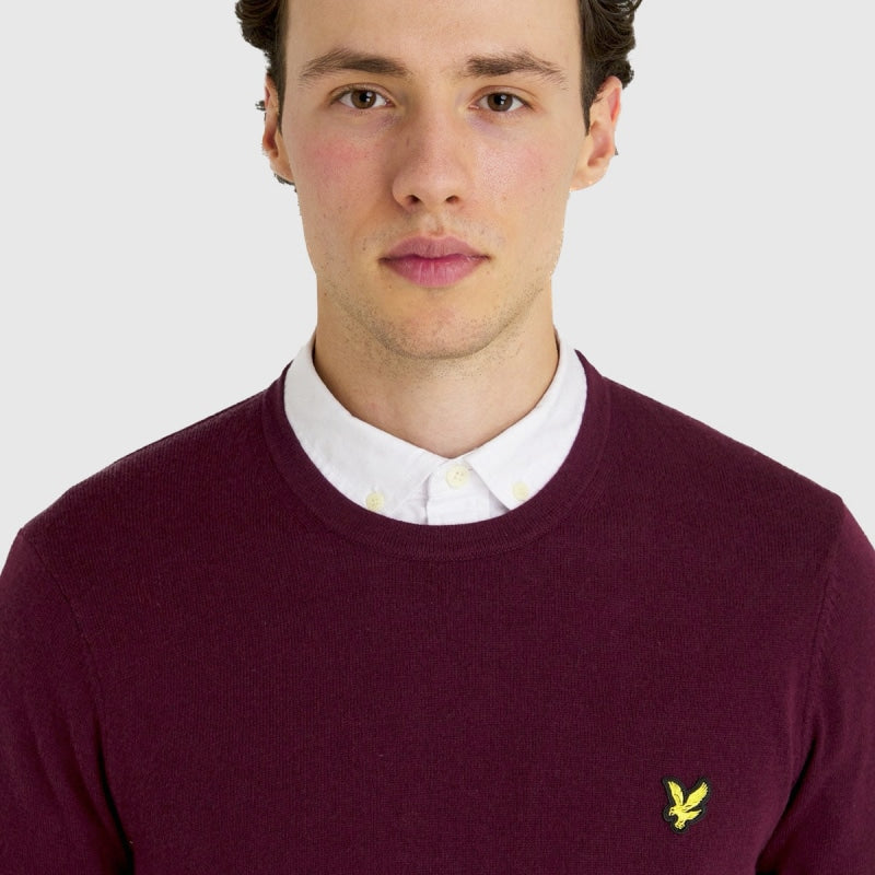 kn400vc z562 cotton merino crew jumper lyle & scott polo burgundy crop3