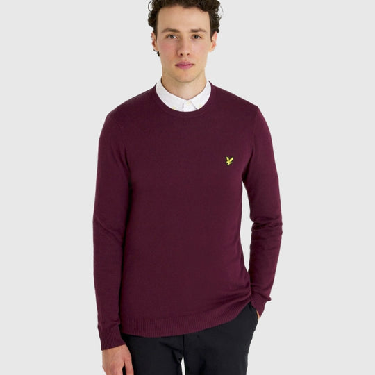 kn400vc z562 cotton merino crew jumper lyle & scott polo burgundy