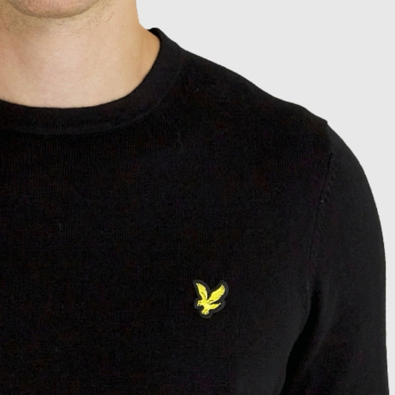 kn400vc z865 cotton merino crew jumper lyle & scott polo jet black crop2