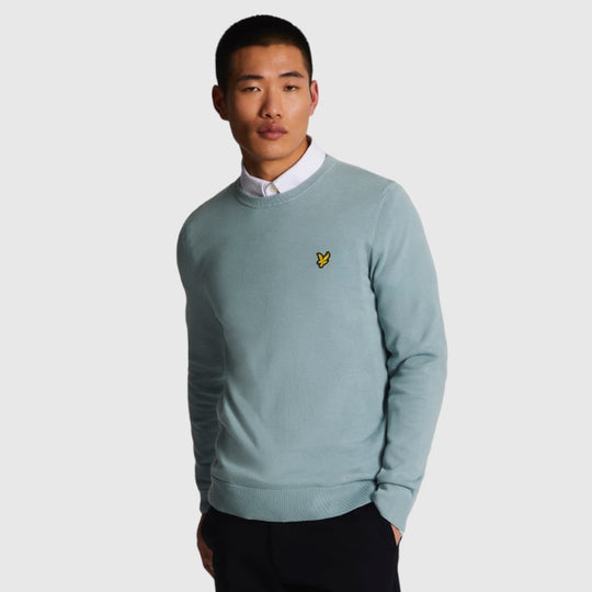 kn821v-a19 cotton crew neck jumper lyle & scott trui slate blue