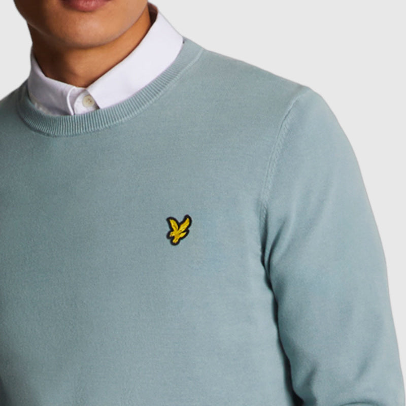 kn821v-a19 cotton crew neck jumper lyle & scott trui slate blue crop5