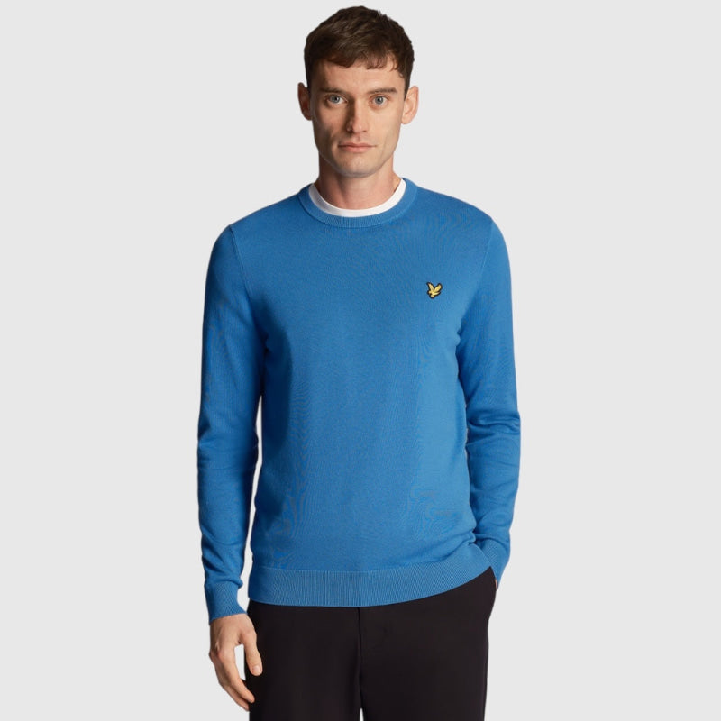 kn821v-w584 cotton crew neck jumper lyle & scott trui spring blue