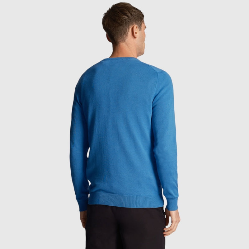 kn821v-w584 cotton crew neck jumper lyle & scott trui spring blue back