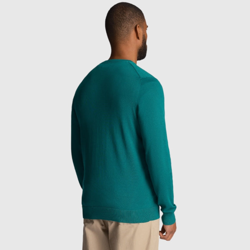 kn821v-x154 cotton crew neck jumper lyle & scott trui court green back