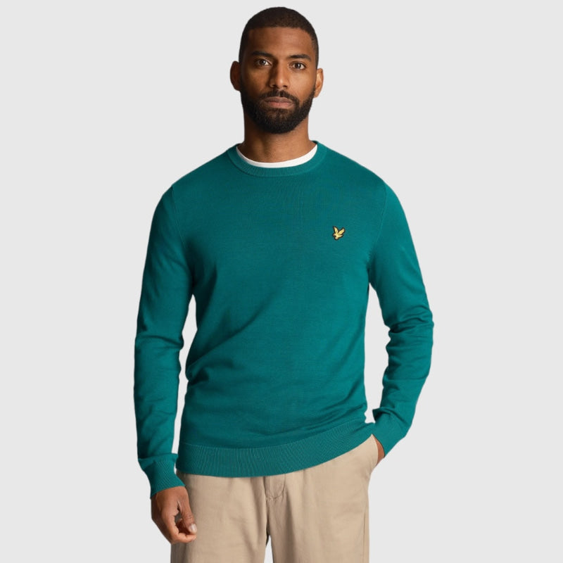 kn821v-x154 cotton crew neck jumper lyle & scott trui court green