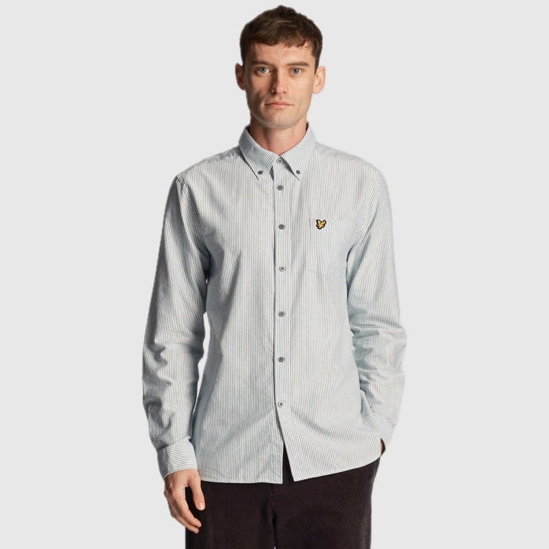 lw2002v-x166 oxford shirt lyle & scott overhemd green / white