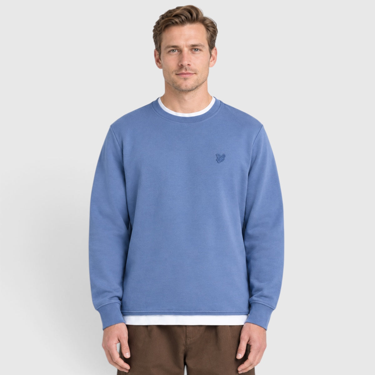 ML2255TONT-Y253 Lyle & Scott Sweater Superfine Crew Neck Smoke Blue / Rookblauw