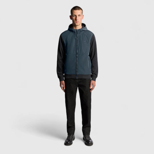 ML2330V-Z271 Lyle & Scott Half Raglan Hybrid Hoodie Dark Navy / Donker Blauw