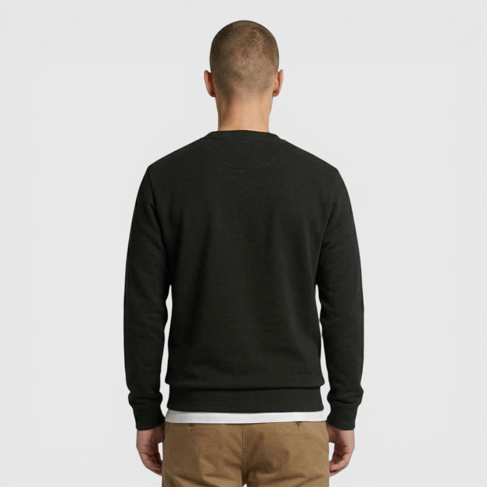 ML2353V-W835 Lyle & Scott Diagonal Weave Crew Neck Sweatshirt Lacquer / Zwart