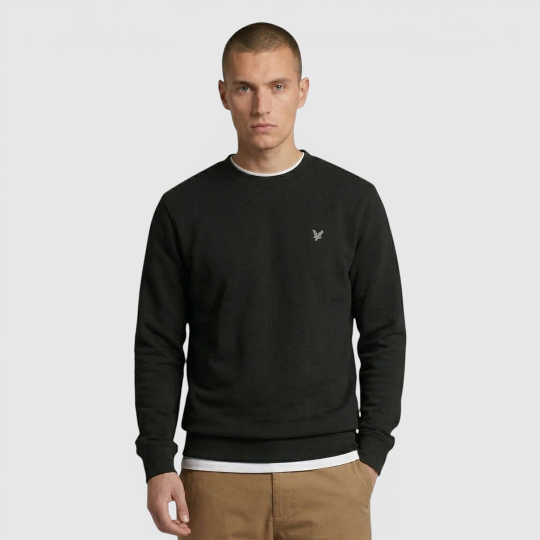 ML2353V-W835 Lyle & Scott Diagonal Weave Crew Neck Sweatshirt Lacquer / Zwart