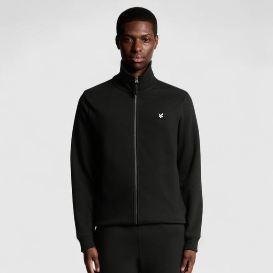 ML2355V-W835 Lyle & Scott Diagonal Weave Zip Through Lacquer / Zwart