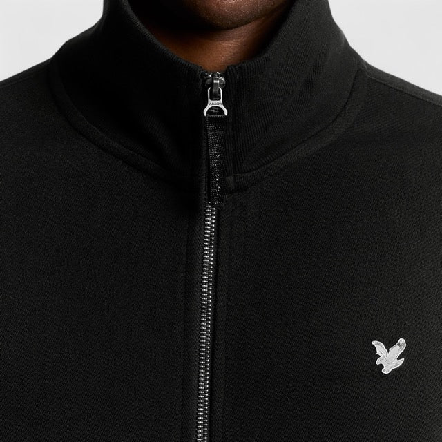 ML2355V-W835 Lyle & Scott Diagonal Weave Zip Through Lacquer / Zwart