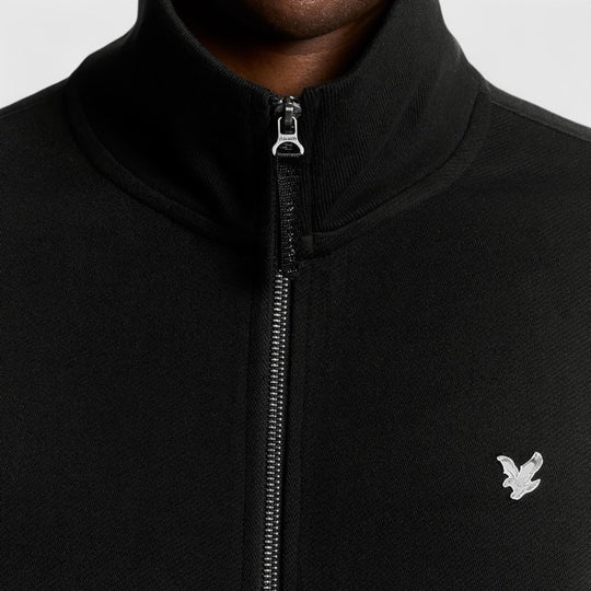 ML2355V-W835 Lyle & Scott Diagonal Weave Zip Through Lacquer / Zwart