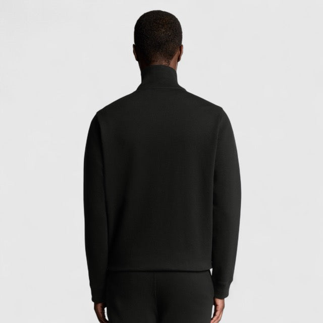 ML2355V-W835 Lyle & Scott Diagonal Weave Zip Through Lacquer / Zwart