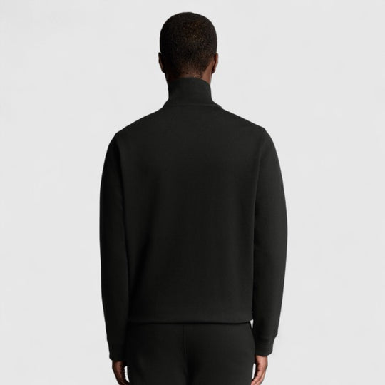 ML2355V-W835 Lyle & Scott Diagonal Weave Zip Through Lacquer / Zwart