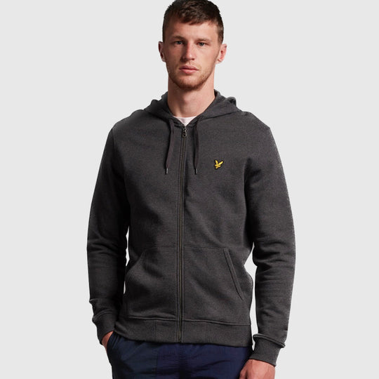 ml420vog 398 zip through hoodie lyle & scott polo charcoal marl