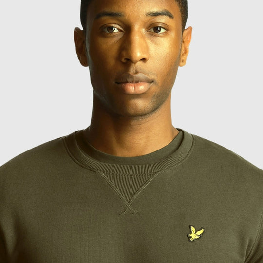 ml424vog w485 crew neck sweatshirt lyle & scott polo olive crop1