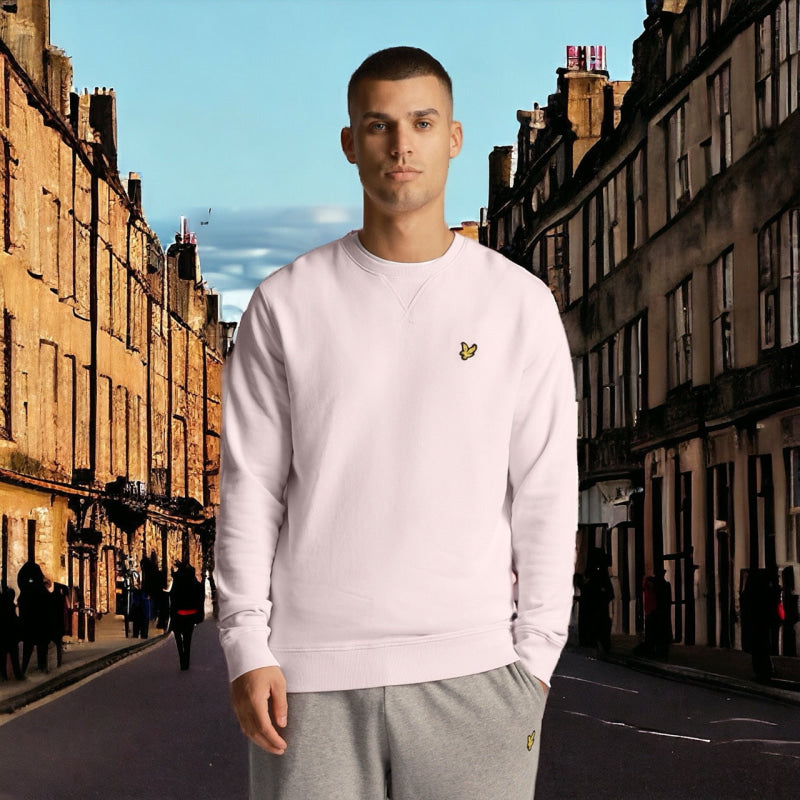 ml424vog w488 crew neck sweatshirt lyle & scott sweater light pink crop2