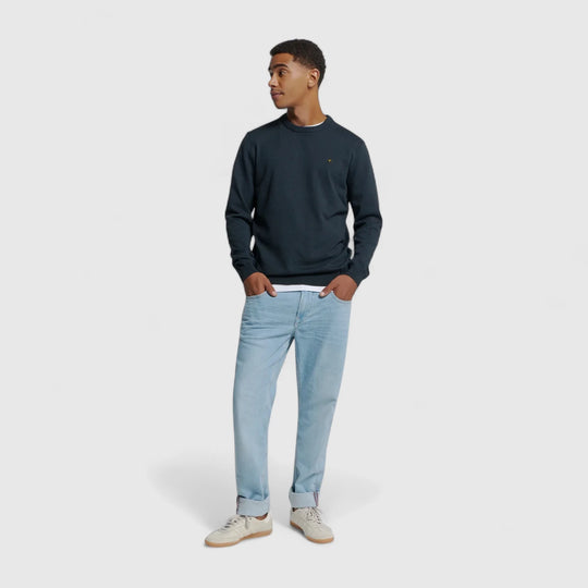 N2180-037 No Excess Knitwear Pullover Crewneck 2 Coloured Melange Navy / Donker Blauw