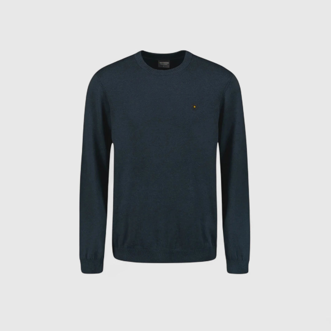 N2180-037 No Excess Knitwear Pullover Crewneck 2 Coloured Melange Navy / Donker Blauw