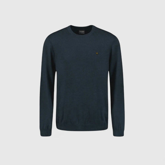 N2180-037 No Excess Knitwear Pullover Crewneck 2 Coloured Melange Navy / Donker Blauw