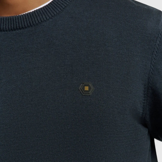N2180-037 No Excess Knitwear Pullover Crewneck 2 Coloured Melange Navy / Donker Blauw