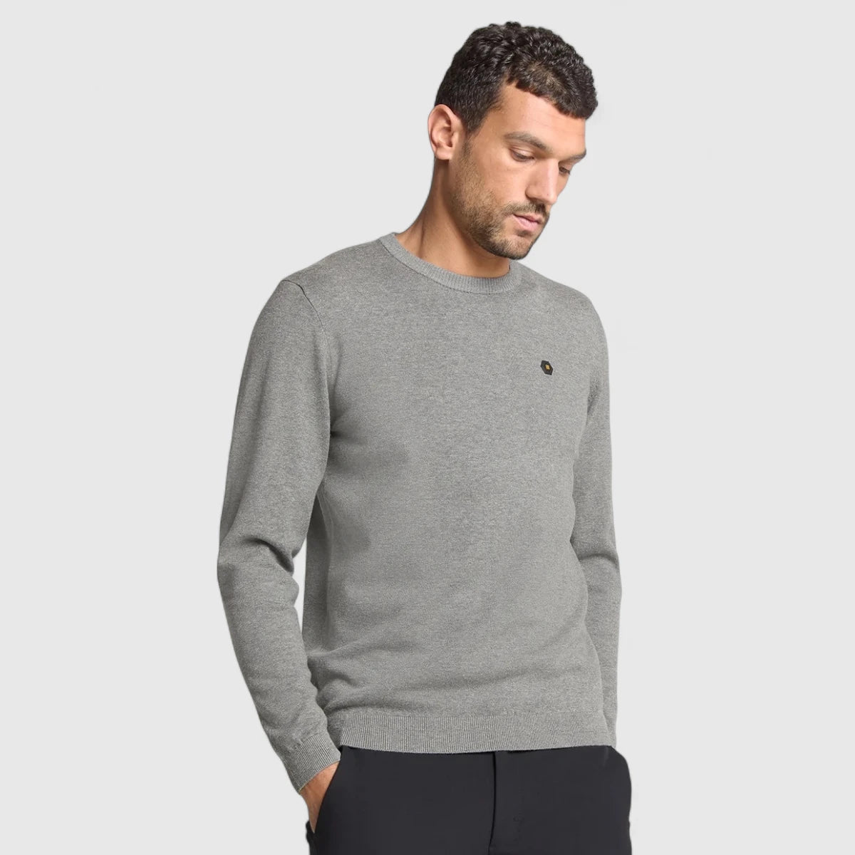 N2180-102 No Excess Knitwear Pullover Crewneck 2 Coloured Melange Grey Melange / Grijs