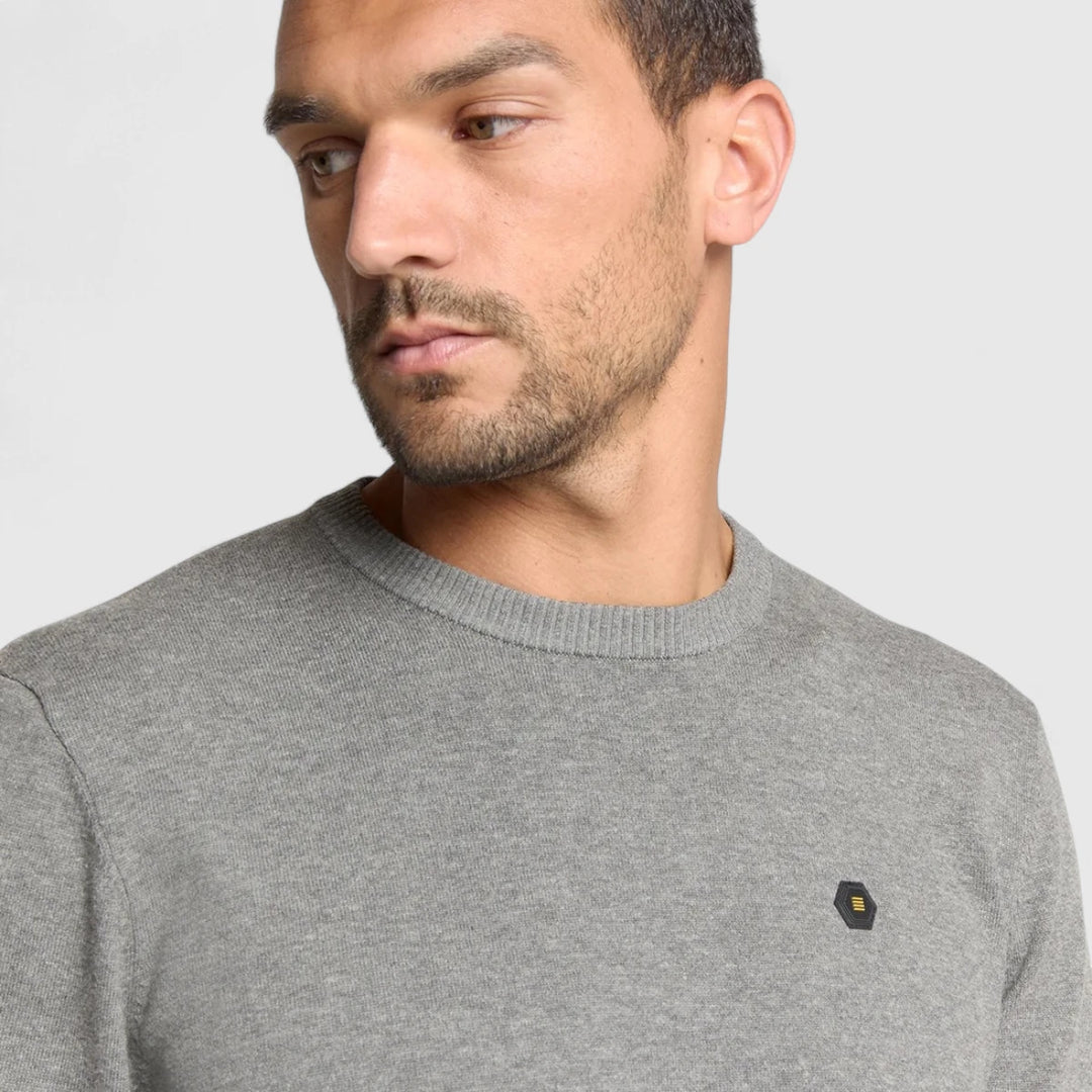 N2180-102 No Excess Knitwear Pullover Crewneck 2 Coloured Melange Grey Melange / Grijs