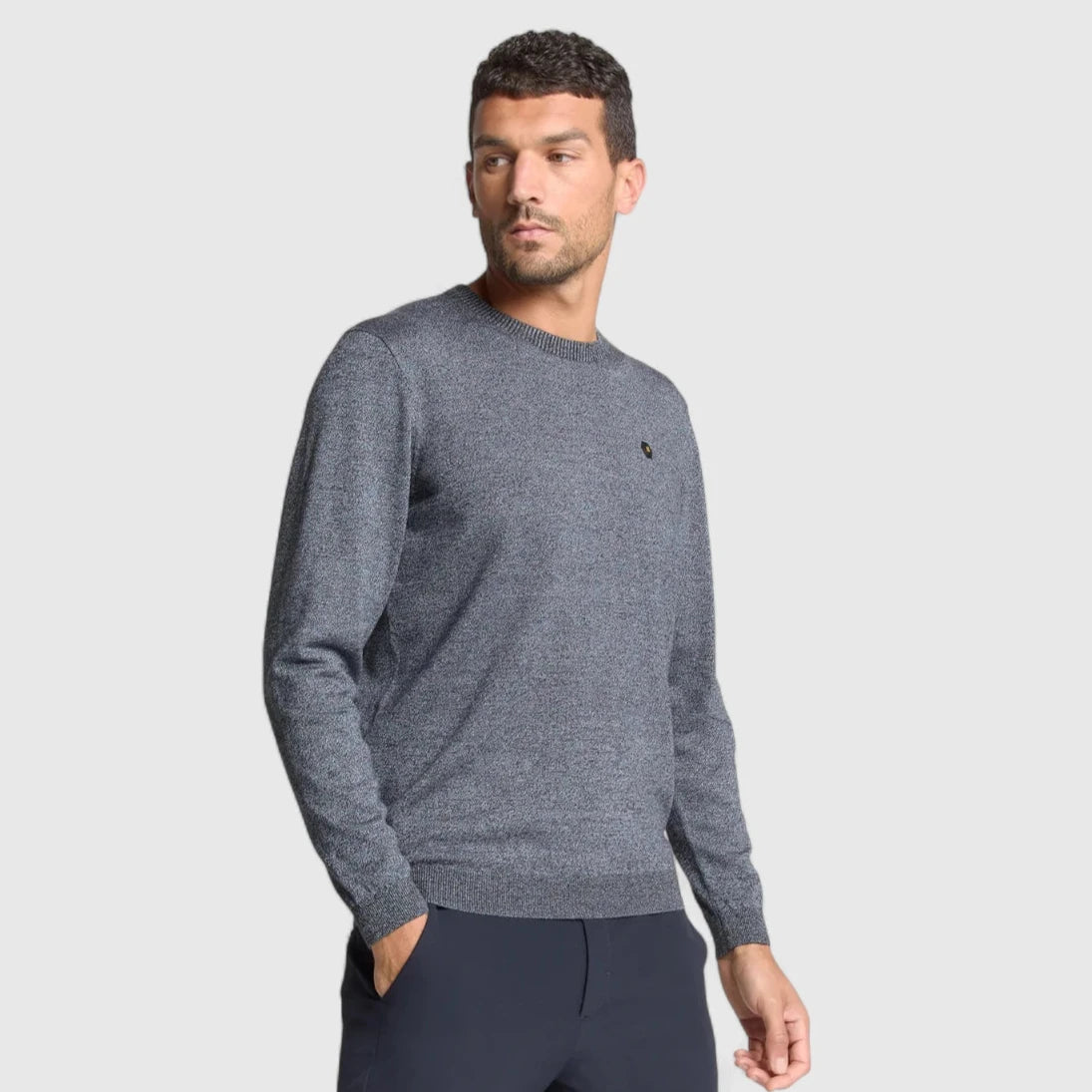 N2180-138 No Excess Knitwear Pullover Crewneck 2 Coloured Melange Busty Blue / Blauw