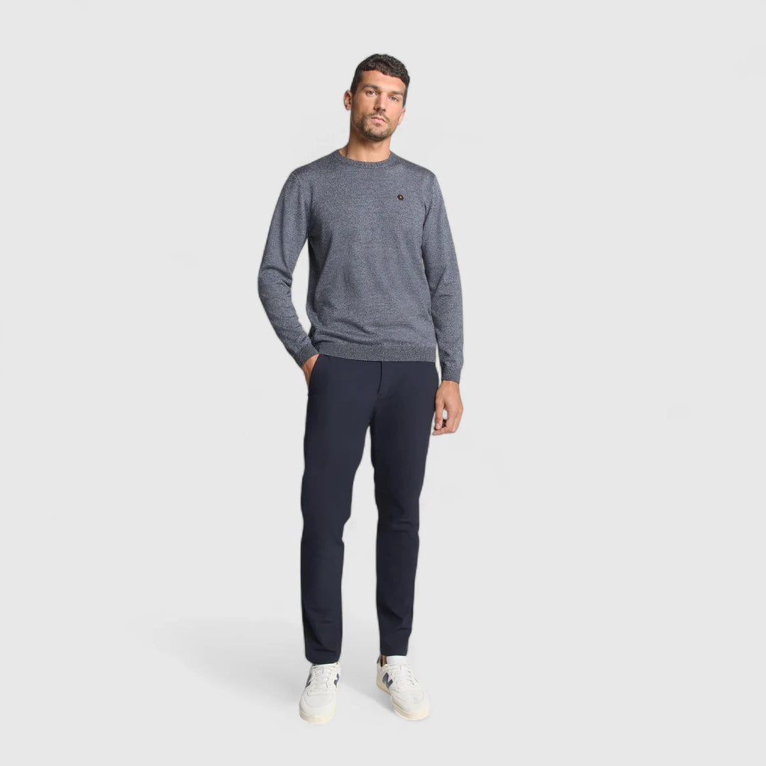 N2180-138 No Excess Knitwear Pullover Crewneck 2 Coloured Melange Busty Blue / Blauw