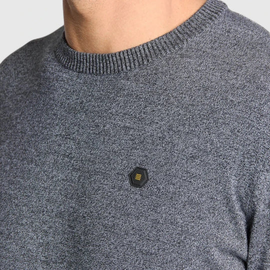 N2180-138 No Excess Knitwear Pullover Crewneck 2 Coloured Melange Busty Blue / Blauw