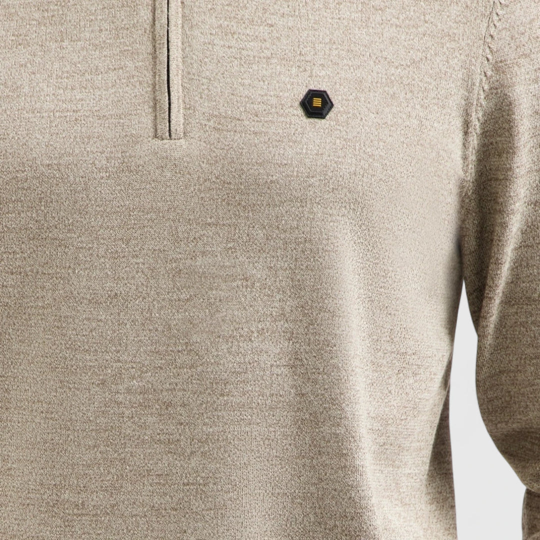 N2185-015 No Excess Pullover Half Zipper 2 Coloured Melange Sand