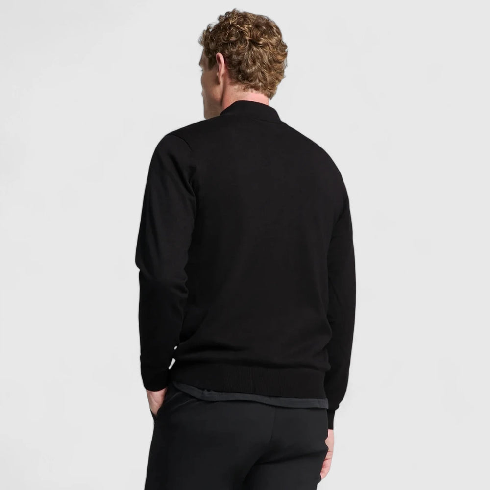 N2185-020 No Excess Pullover Half Zipper 2 Coloured Melange Black