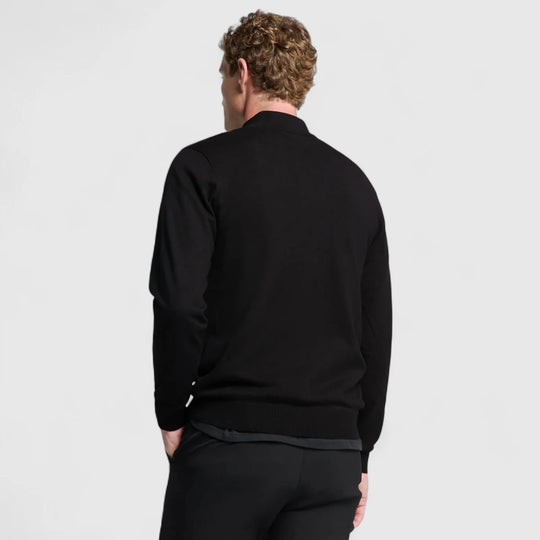 N2185-020 No Excess Pullover Half Zipper 2 Coloured Melange Black