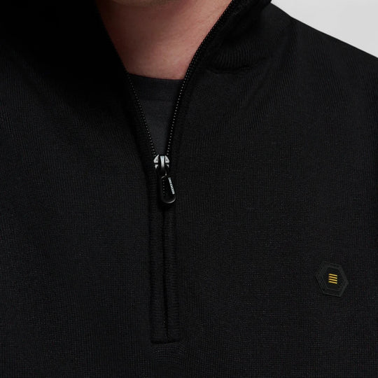 N2185-020 No Excess Pullover Half Zipper 2 Coloured Melange Black