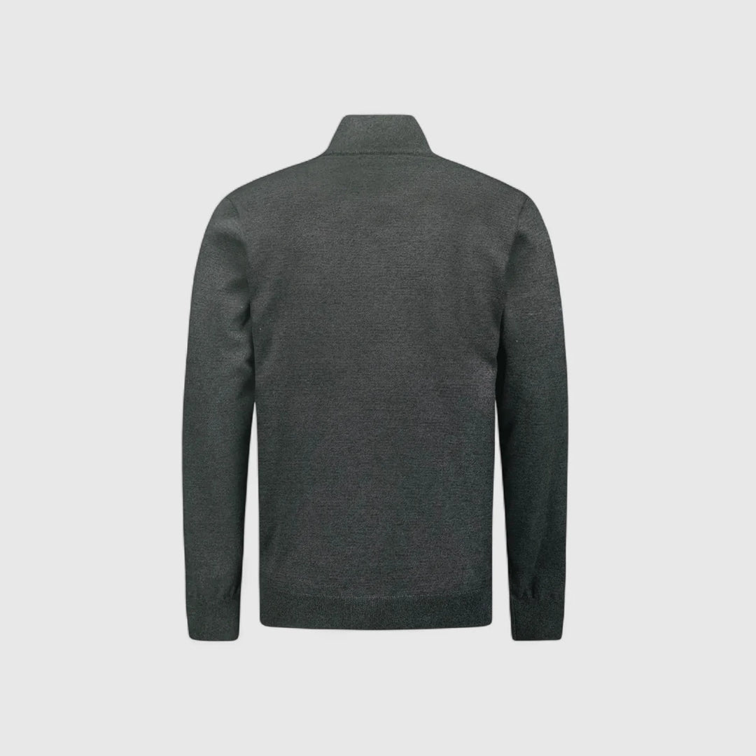 N2185-023 No Excess Pullover Half Zipper 2 Coloured Melange Dark Grey