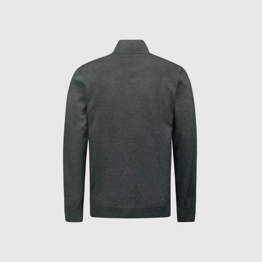 N2185-023 No Excess Pullover Half Zipper 2 Coloured Melange Dark Grey