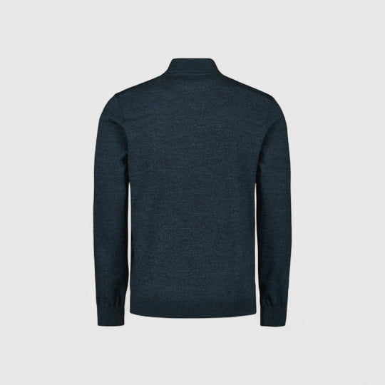 N2185-037 No Excess Pullover Half Zipper 2 Coloured Melange Navy