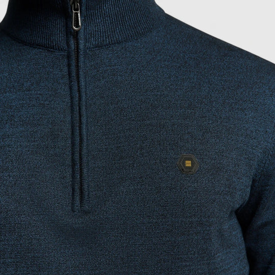 N2185-037 No Excess Pullover Half Zipper 2 Coloured Melange Navy