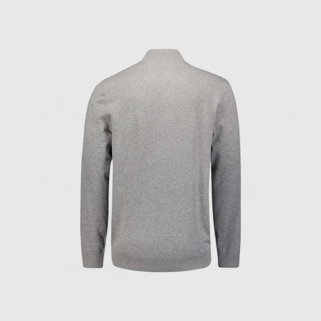 N2185-102 No Excess Pullover Half Zipper 2 Coloured Melange Grey Melange