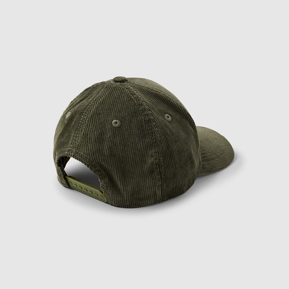 PAC2209907-6414 Corduroy Cap With Rubber Badge Dusty Olive