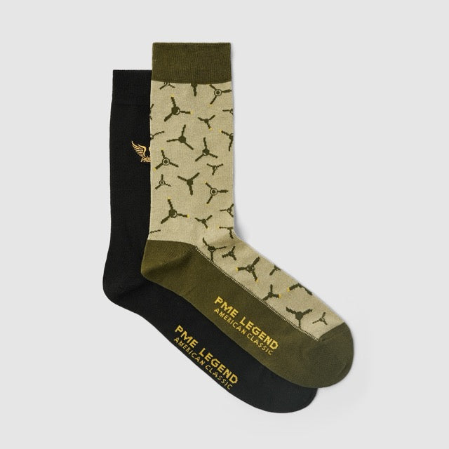 PAC2508920-6379 PME Legend Cotton Blend Socks 2-Pack Oil Green / Groen